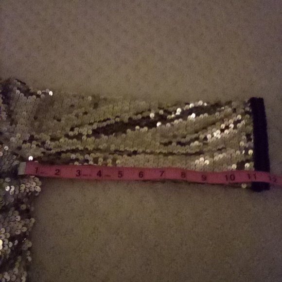 Inman Gold Sequin Brown Trimmed Evening Jacket Petite Medium - Picture 7 of 10